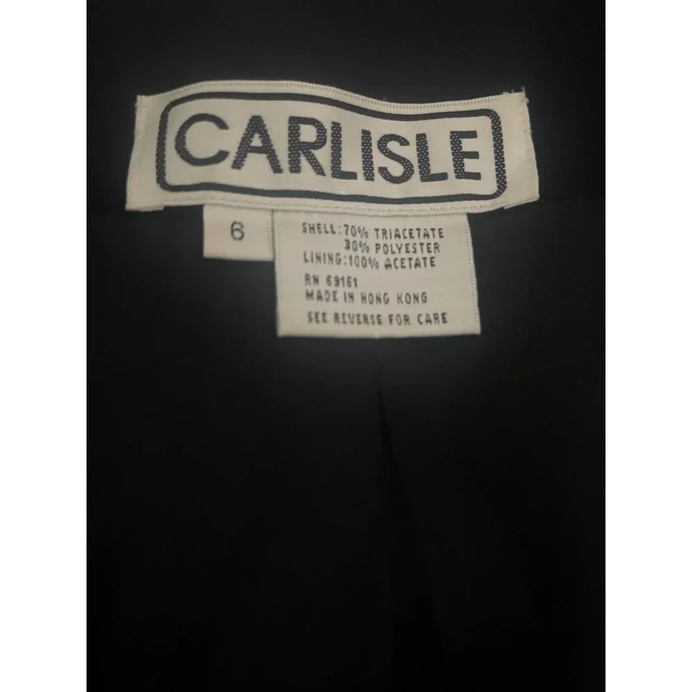 Carlisle women's jacket blazer black formal evening size 6 lined velvet buttons